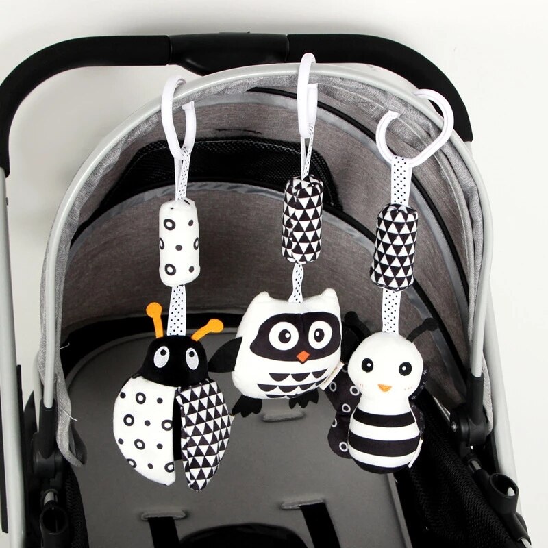 Animal Model Zwart En Wit Windgong Baby Speelgoed Neonatale Vsion Inspirerende Trolley Windgong Hanger Baby Cadeau