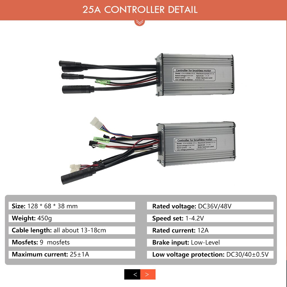 SOMEDAY Ebike Controller 25A 36V48V 500W750W Brushless 9 Mosfet KT Controller SM/Waterproof Plug For Electric bike Accessorices