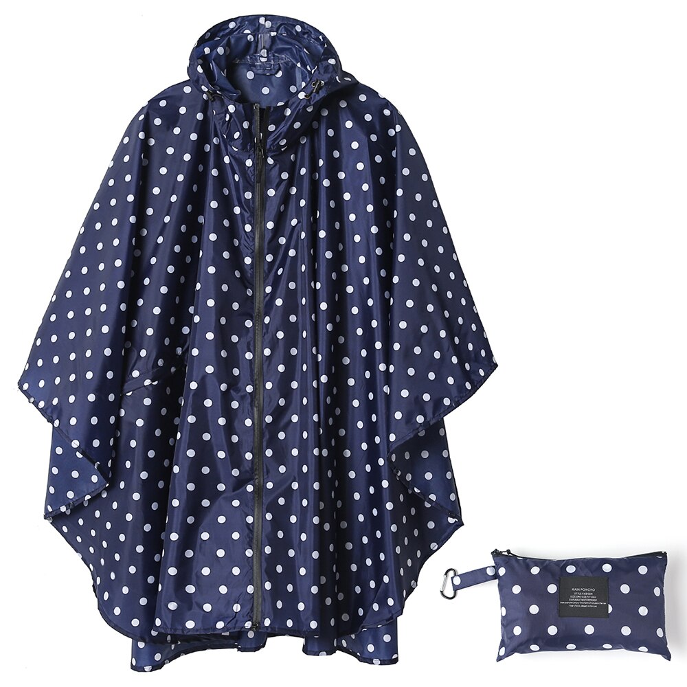 Hupullinen sadetakki poncho vedenpitävä aikuisille miehille naisille taskuilla: Laivasto