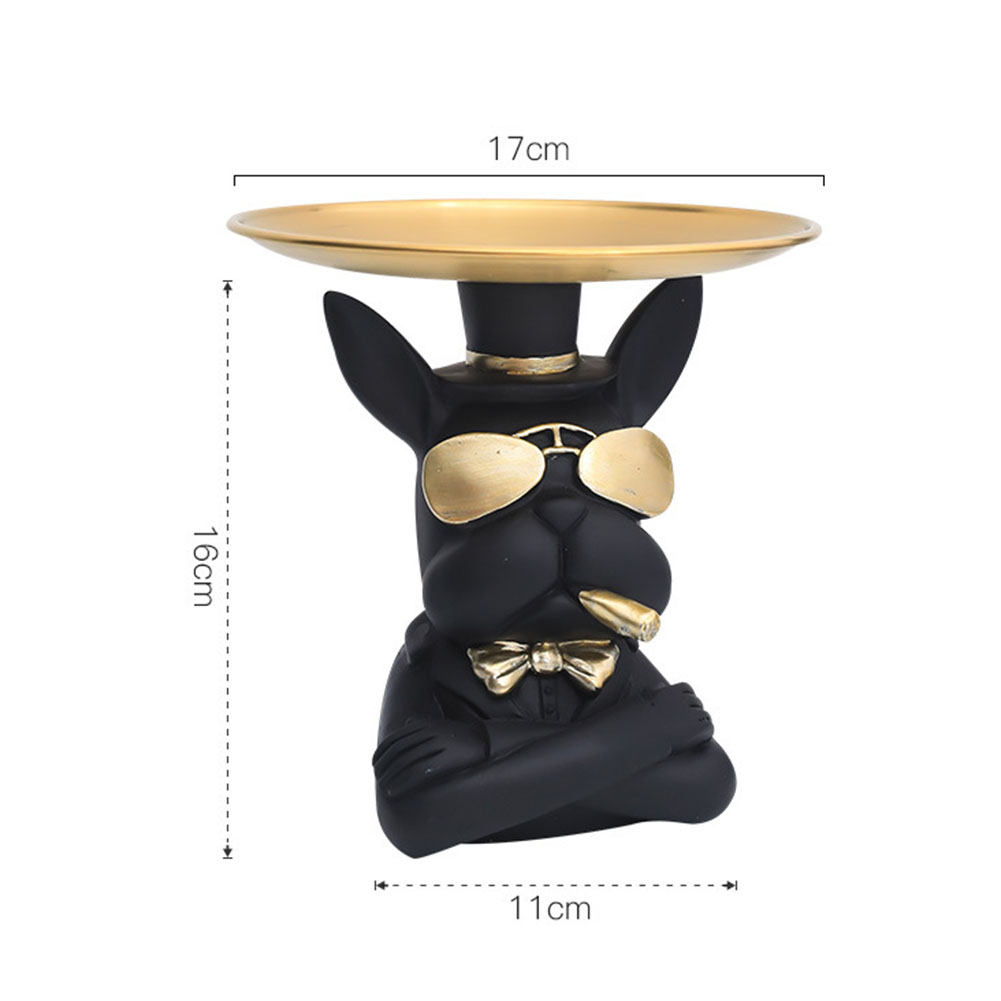Nordic buldog francuski rzeźba figurka psa statua biżuteria przechowywania tabeli dekoracji prezent pas płyta okulary taca Home Art statua: Black C
