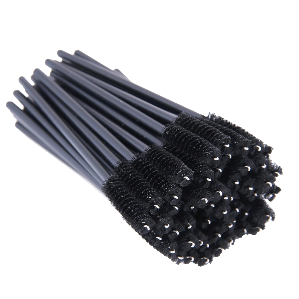 5/25/50pcs Mascara Wands Applicator Cosmetics Eyelash Brush Comb Crystal Eyelash Brushes Makeup Beauty Eye Brush: Beige / Bristle