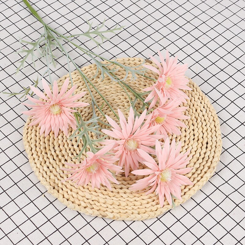 Muovi gomphrena globosa krysanteemi kevät gerbera jäljitelmä kukat häät olohuoneen koristelu silkkikukka kodin kaluste: Vaaleanpunainen