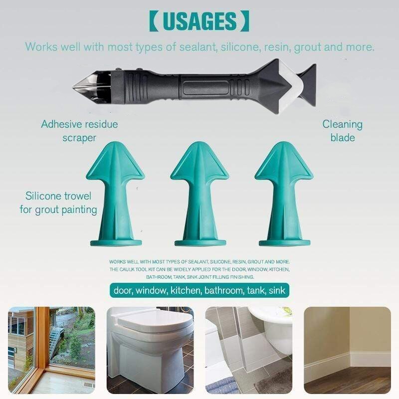 Caulk Nozzle Applicator Finishing Tool Silicone Remover Glue Caulk Finisher Reusable Sealant Smooth Scraper Grout Kit Tools Set