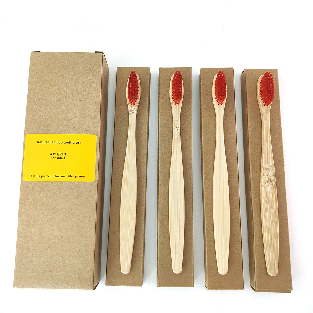 Natural Organic Eco-Friendly Wood Ergonomic Soft Bamboo Toothbrush BPA Free Bristles: 1198-F-1