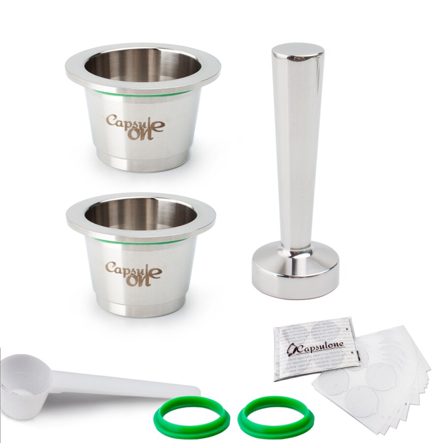 Capsulone xiaomi resuable kapsel pod passer til nespresso genopfyldelig kaffe kapsel passer til u / u mælk / scishare / essenza -c100: 2 kop 100 folier 1 sabotage