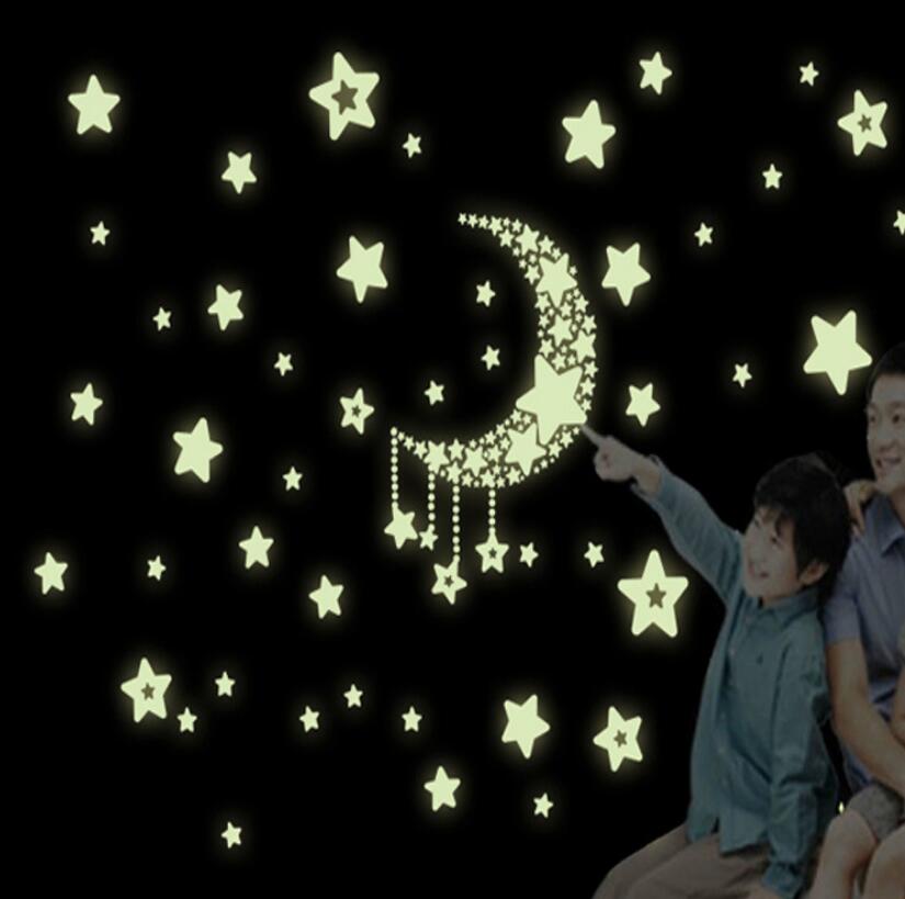 1 Set Mond Sterne Glow In The Dark Spielzeug Leuchtende Aufkleber DIY Kid Schlafzimmer PVC Aufkleber Hause Spielzeug für Kinder kinder Weihnachten: Y0015