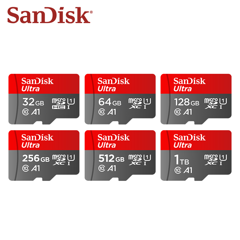 Original SanDisk Micro SD Card C10 32GB 64GB 128GB 256GB 512GB Up to 150MB/s Microsd Memory Card 1TB A1 Flash TF Card for Phone