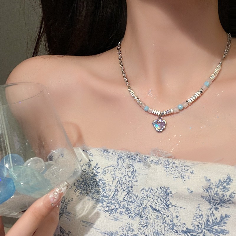 Ventfille Silver Color Opal Necklace for Women Girl Liquid Lava Star Irregular Jewelry 925 Stamp Birthday Dropshippping: Plating Gun