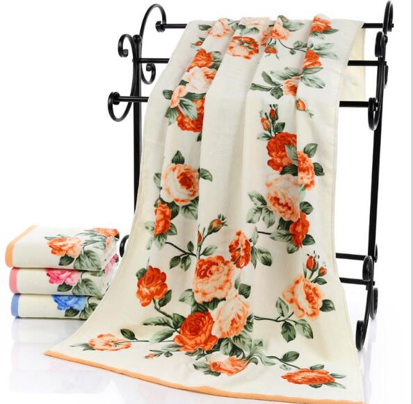 75*140 cm Blumenmuster Baumwolle Badetücher für Erwachsene, Strand Frottee Handtücher Schlecht, Blume Schlecht handtuch, Serviette de Bain: Gelb Stil 1