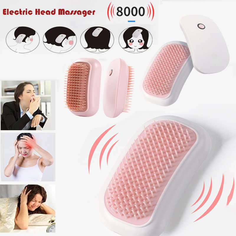 Elektrische Head Massager Scalp Trillingen Borstel Haar Massager Kam Angst Fysiotherapie Hoofdhuid Massager Masajeador
