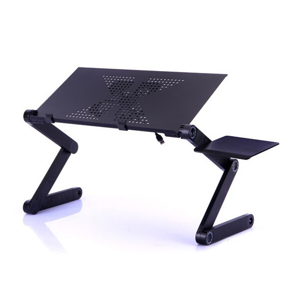 Bärbar justerbar aluminium bärbar skrivbordsställning bord ventilerad tv säng knä stå upp arbetar kontor pc stigare bäddsoffa soffa: Med fläkt