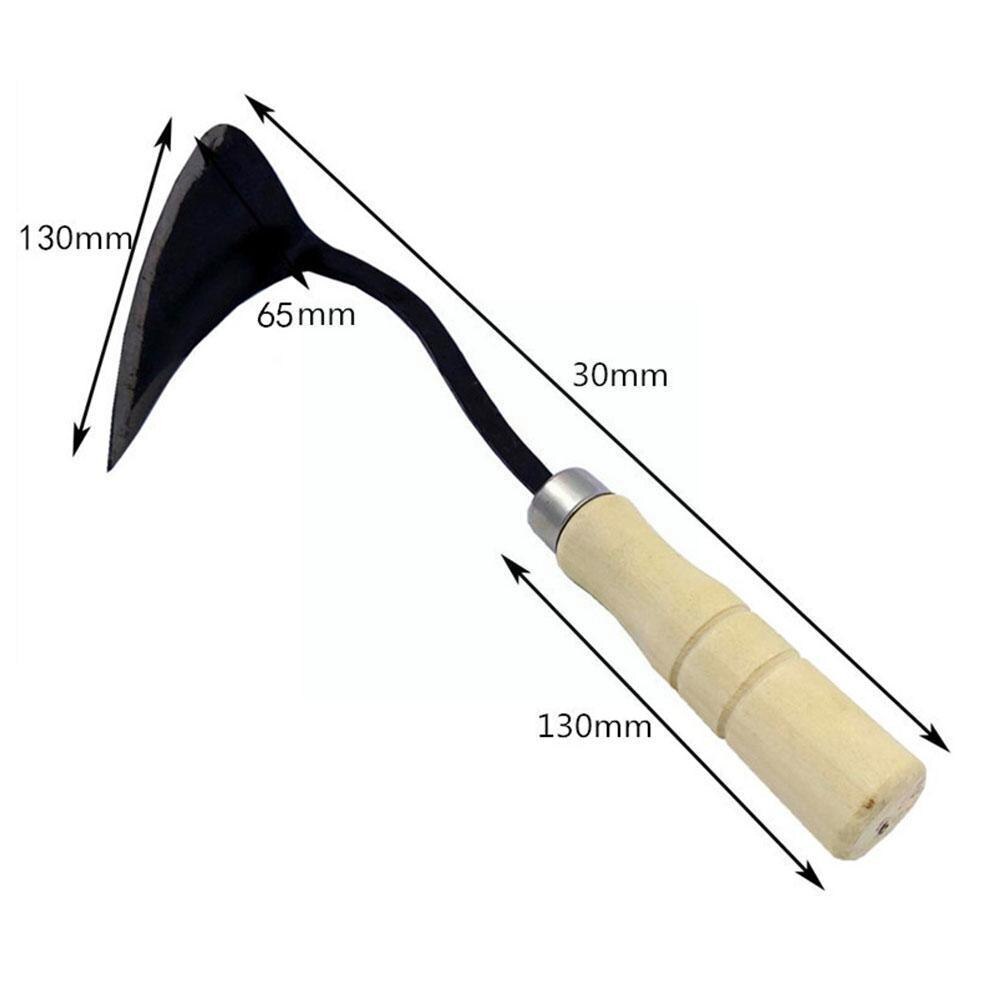 Gardening Hoe Small Wooden Handle Crooked Triangular Garden Tools Seedling Hoes Tip Digger Agriculture Multifunctional Tool C2u5