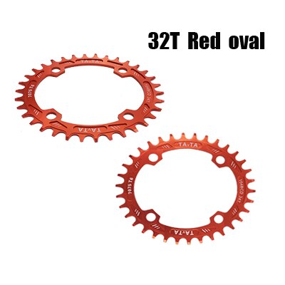 Sykkel kjedekrans 32t/34t/36t ruller oval smal avlet sykkel kjede hjul sykkel tilbehør front stjerne sykkel krone: 32t røde ovale
