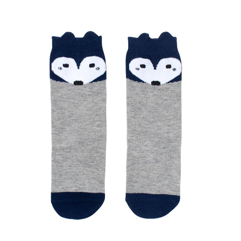 1 par unisex nydelig søt tegneserie rev barn babysokker kne jente gutt baby småbarn sokker dyr spedbarn myke bomullssokker 0-3 y: Blårev / 1-3t