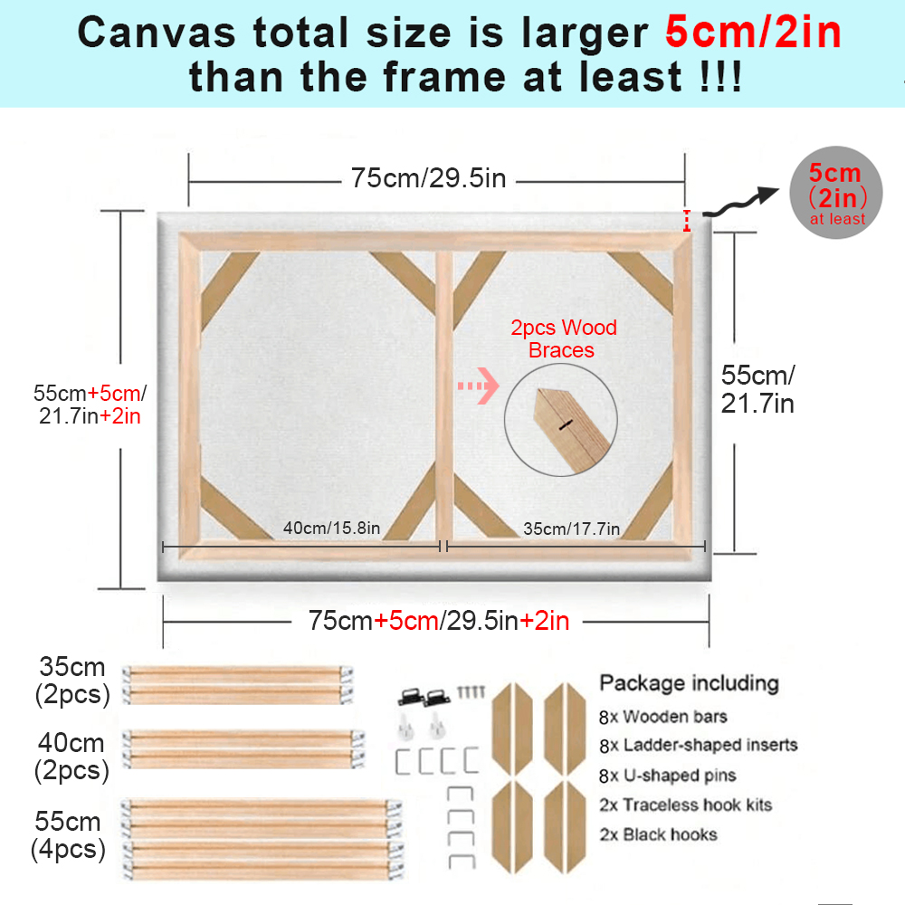 30x40cm 40x60cm 60x90cm DIY Wooden Frames Suitable for Canvas Oil Diamond Paintings Wall Art Photo Frame Pine Home Decor: Clear