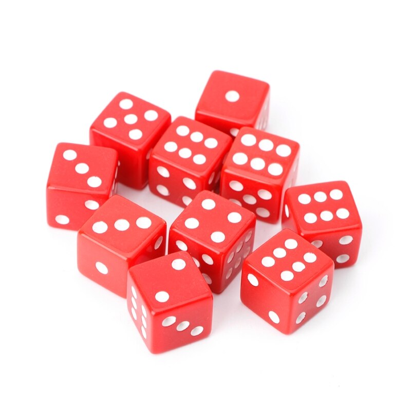 10 sztuk 15mm wielobarwność kostka z akrylu kości koraliki sześć stron przenośne zabawki dla dorosłych dzieci zawodowe zabawki zabawki rodzinne impreza kostka do gry: czerwony