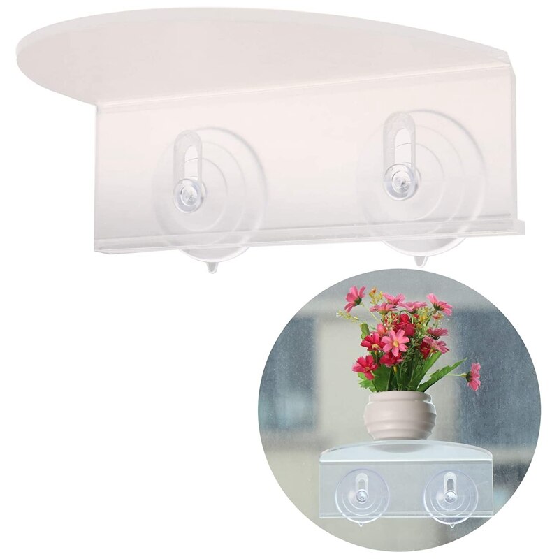 Window Planter Shelf Suction Cup Shelf Window Mounted Storage Tray Clear Acrylic Plant Pot Shelf for Hold Plants Home