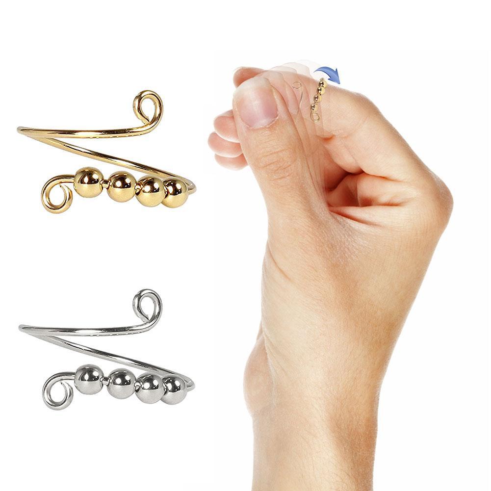 beads fidget ring spinner single coil fidget ring beads freely rotate anti stress anxiety ring toy for girl woman