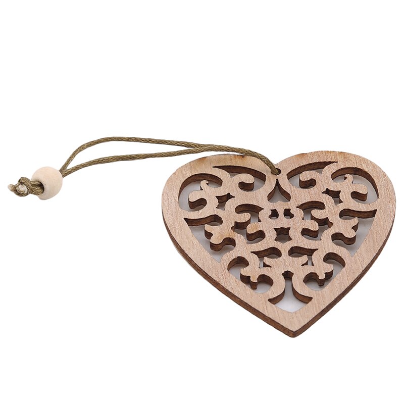 12pcs/Bag Wooden Hollow Out Christmas Snowflake Pendant Tree Decorations Xmas Angel Elk Star Wood Ornaments: A