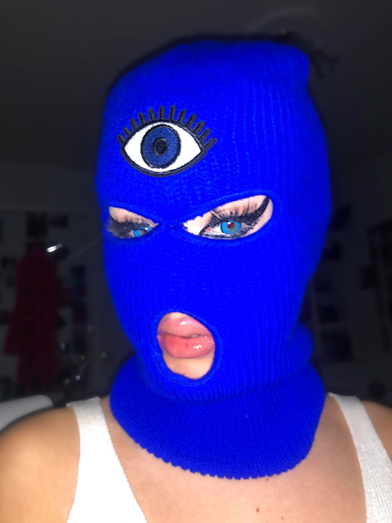 Balaclava Mask Hat Winter Cover Neon Mask Green Ski Cycling Face Mask EVIL EYE Cute Baddie