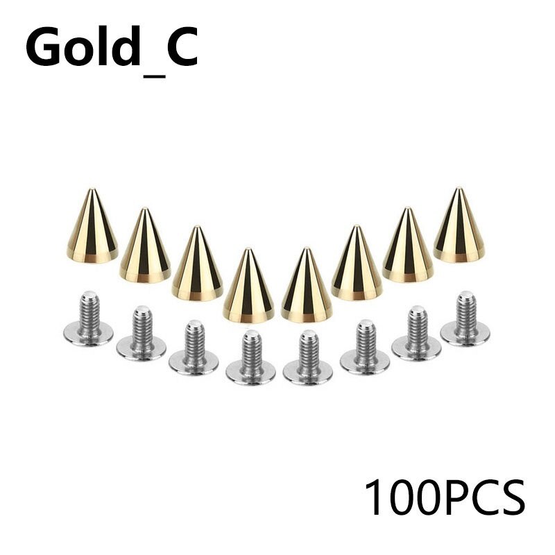 20/50/100 Sets Hardware Accessories Leathercraft DIY Bag Studs Spike Rivets Metal Decorative 7X10MM: gold-C