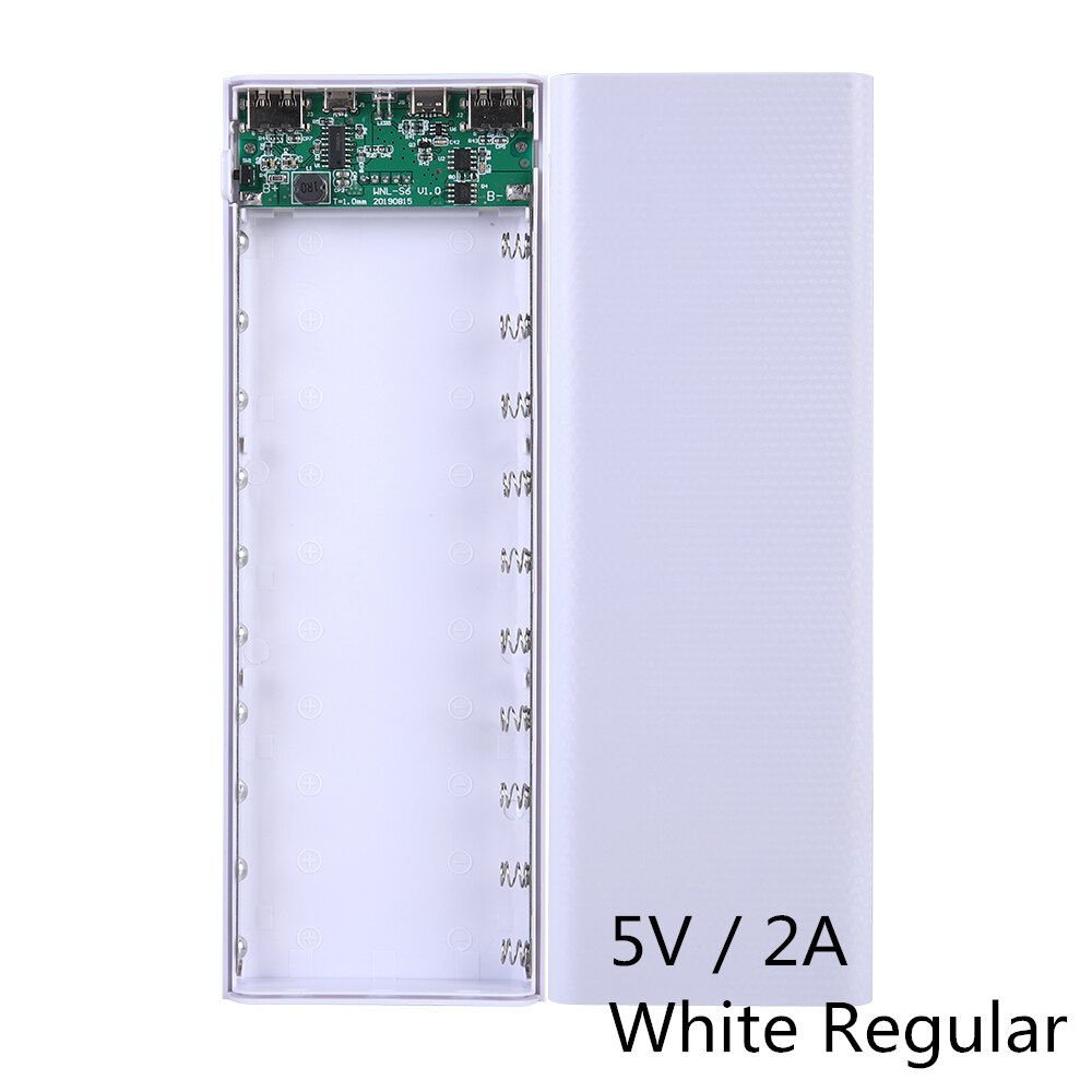 Power Bank Case 10*18650 Dual USB With Digital Display Screen Mobile Phone Charger DIY Shell 18650 battery Holder Charging Box: White Regular