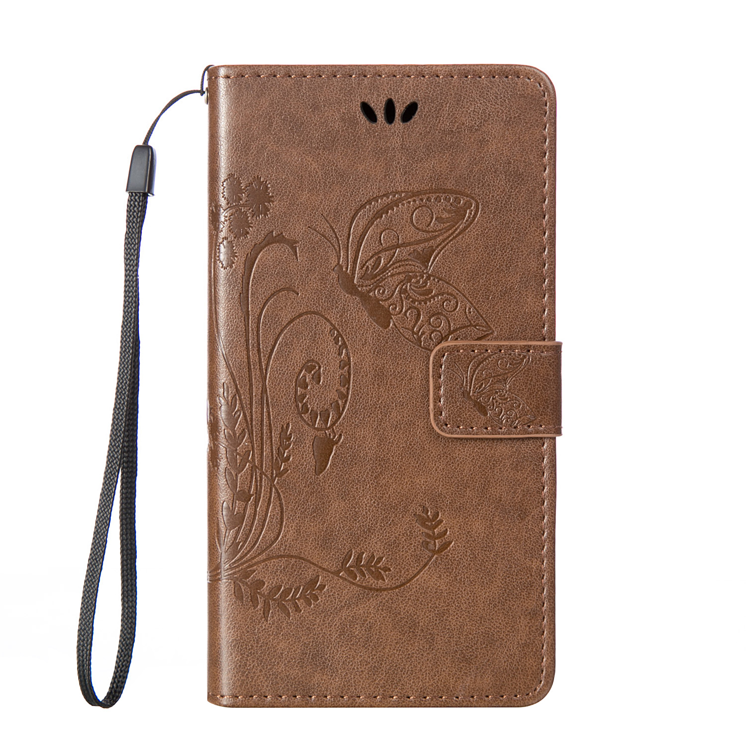 Coque for Huawei Y600 Y600-U20 Y600-U351 Case Phone Leather Cover for Huawei Y 600 Y600-U151 Retro Butterfly Wallet Flip Case: Coffee