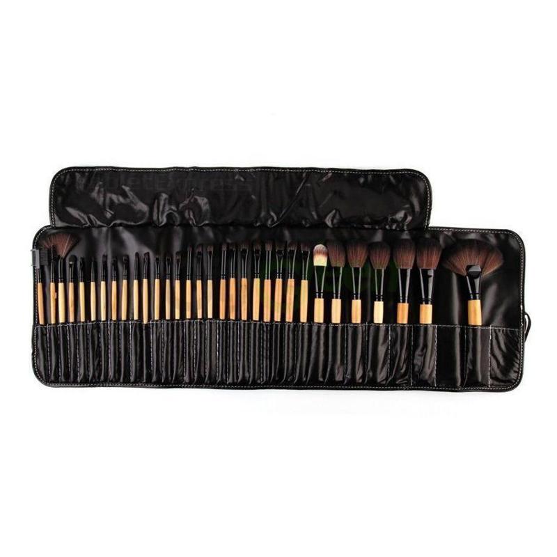 Conjunto de pinceles de maquillaje , 32 brochas diferentes, resistente al agua, organizador de bolsas de maquillaje: Black