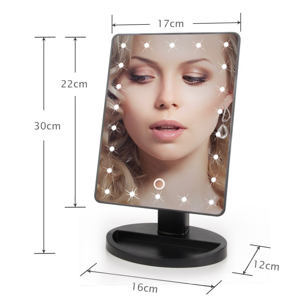 22 LED Lights Touch Screen Adjustable 180 Degree Rotation Makeup Mirror 1X 10X Magnifying Mirrors Vanity 16 Lights Table Mirror