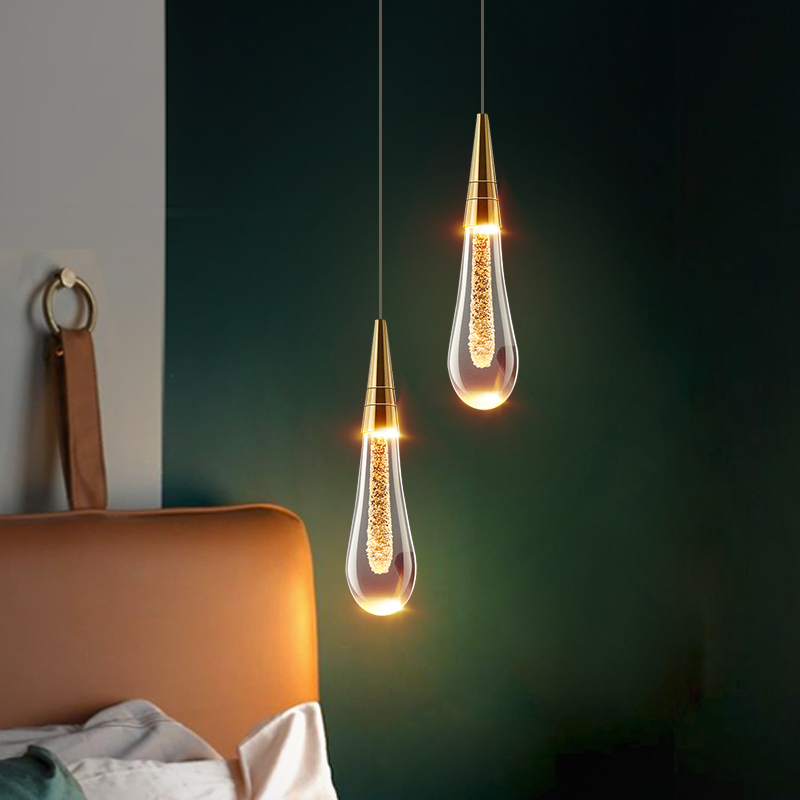 Plafonnier LED suspendu en forme de goutte d'eau, luxueux, éclairage d'intérieur, luminaire décoratif de plafond, idéal pour un salon, une chambre à coucher ou un bar