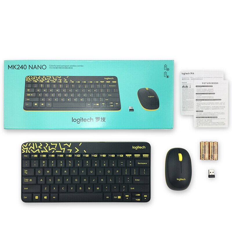 Logitech MK240 Nano Wireless Keyboard and Mouse Combo for laptop desktop for home office using: MK240 Black
