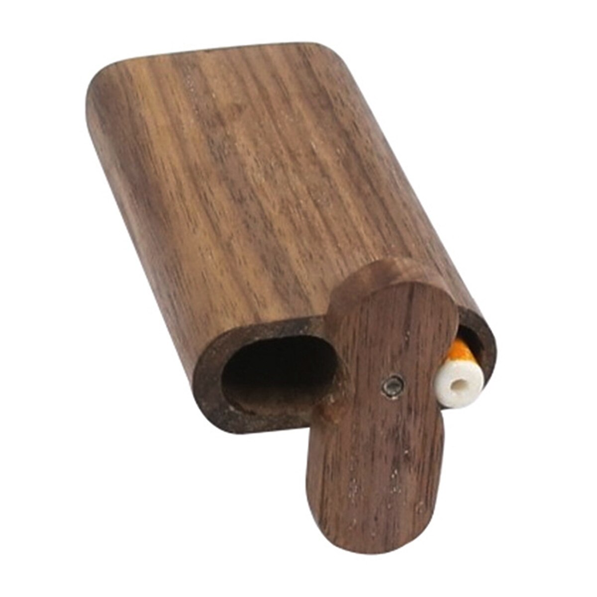 Wood Grain Storage Case, Portable Natural Walnut Stash Box with Ceramic Straw and Cleaning Tools Decorative Stash Storage Box