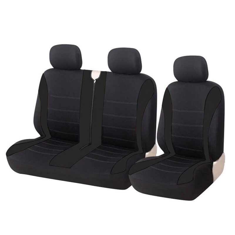 Fundas de asiento de furgoneta de alta resistencia, 2 + 1 asientos con raya Horizontal roja, se ajustan a la mayoría de los camiones, para Renault master, para Peugeot Boxer, para gazelle: BLACK