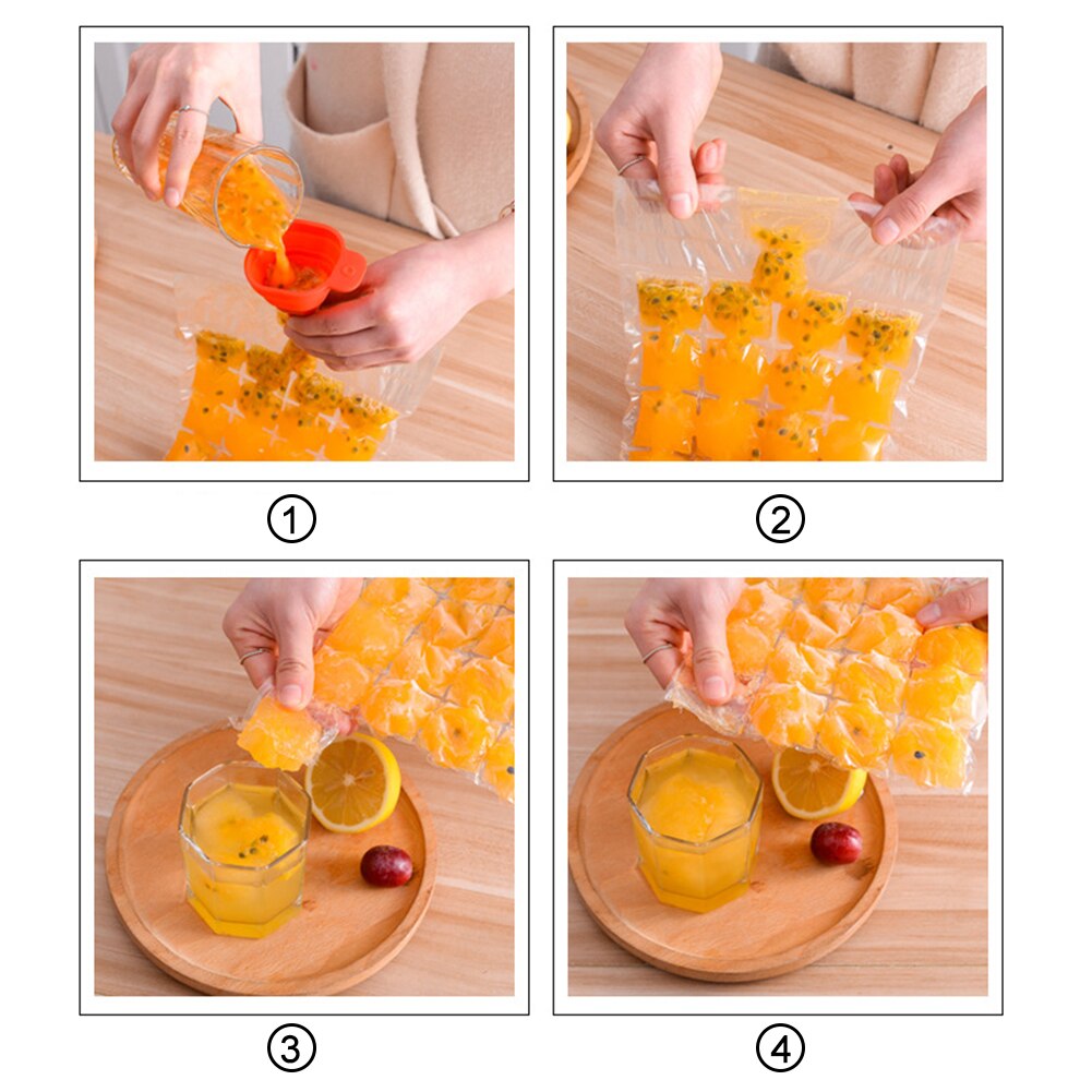 Disposable Ice Mold Lattice Bags Self-Sealing Ice Cube Tray Bags Transparent Ice-making Bag Kitchen Gadgets Summer Cooler