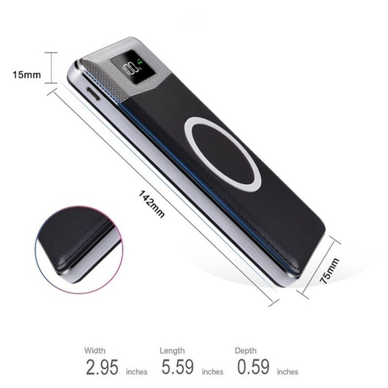 30000Mah Draadloze Draagbare Oplader Mobiele Power Bank Met 2USB Batterij Smart Telefoon Digitale Display Noodstroomvoorziening