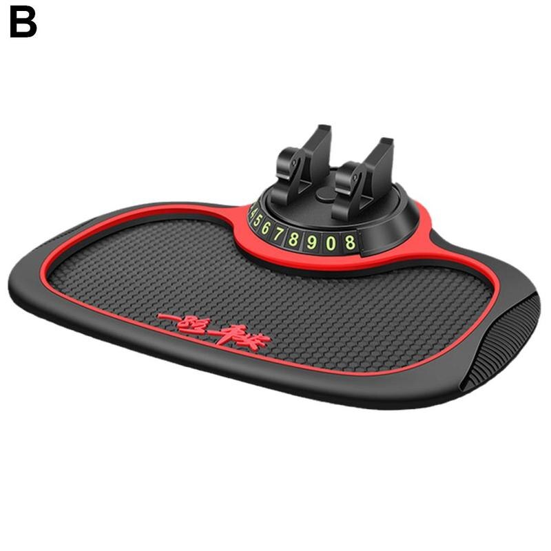 4 In 1 Car Anti-Slip Mat Silicone Dashboard Sticky Phone Holder Mat Auto Non-Slip Phone Pad W Phone Holder Function Car Interior: B