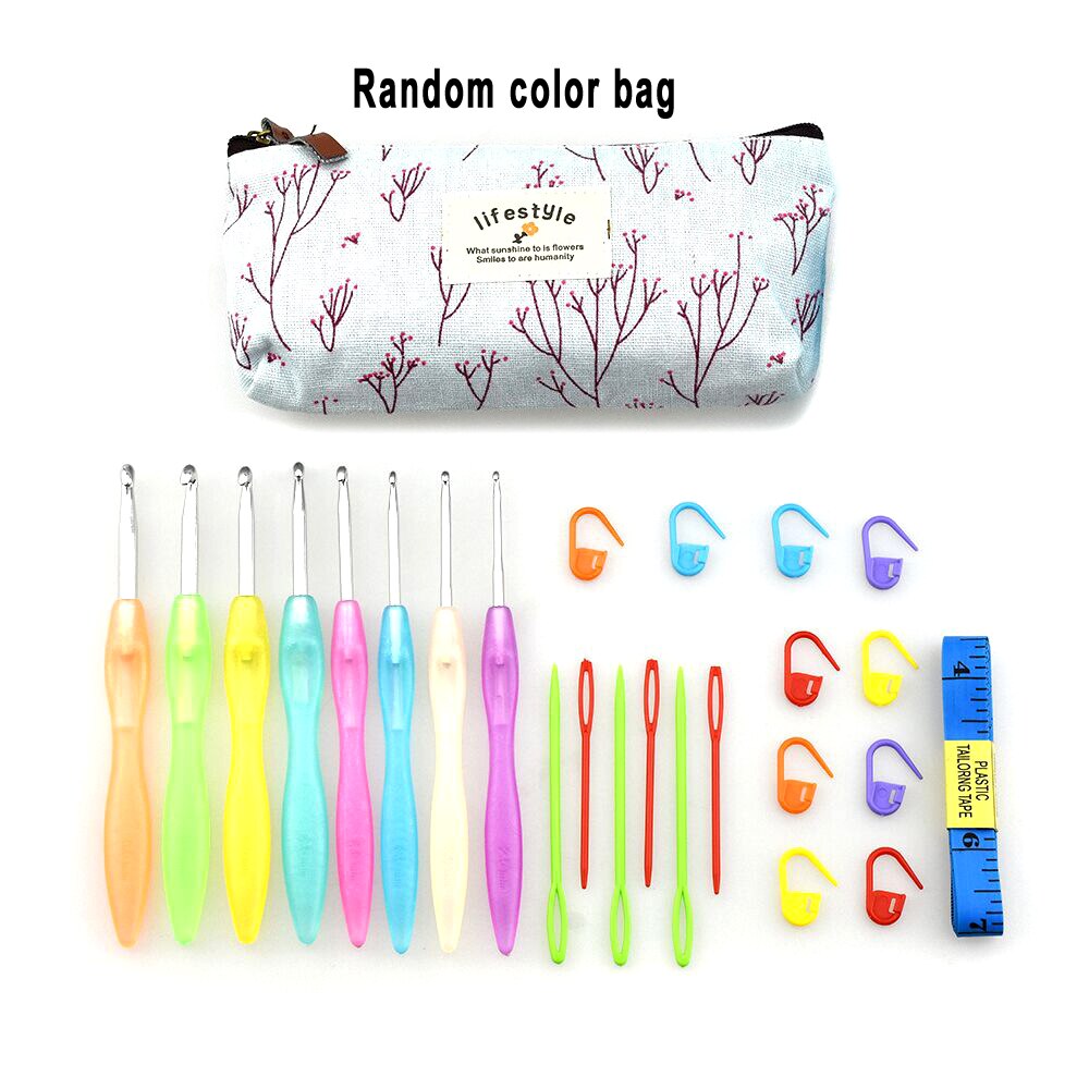 Crochet Hooks Set With Case 14 Styles Knitting Needles Set DIY Needle Arts Craft Scissors Markers Sewing Tools GYH