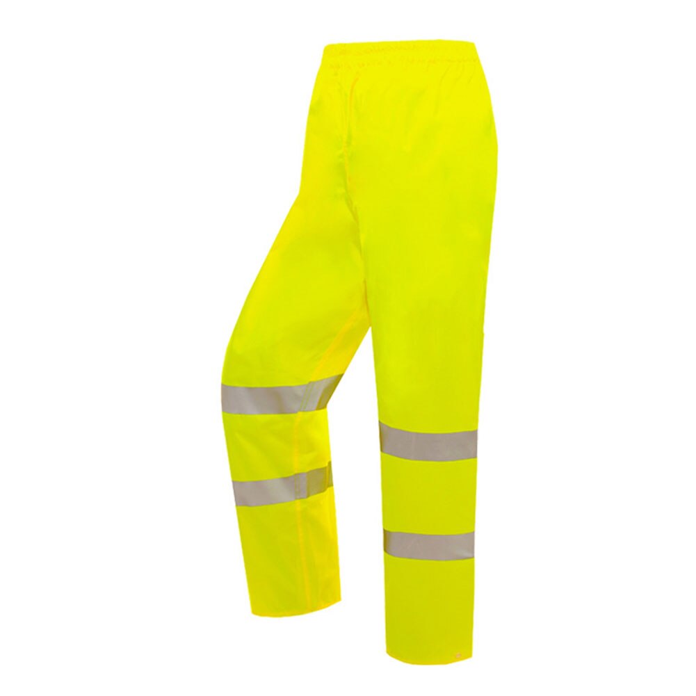 Dames heren regen over elastische taille wasbaar kamperen wandelen waterdichte fietsbroek hoge zichtbaarheid oxford doek draagbaar: Geel / Xxxl