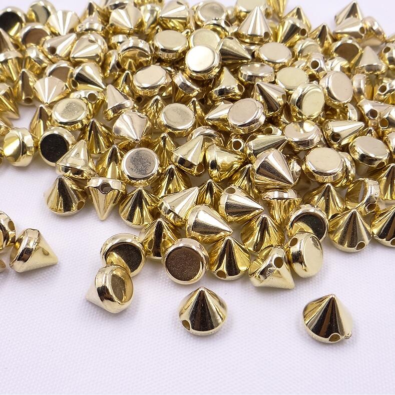 Junao 500 Pcs 8 Mm Goud Zilver Kleur Studs Spikes Plastic Decoratieve Klinknagel Naaien Punk Klinknagels Voor Lederen Kleding Sieraden ambachten: Gold