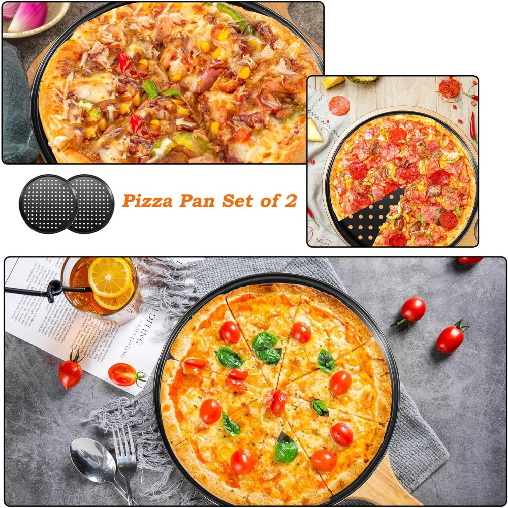1 stk. pizzaforme til ovn rund pizzapande med huller 28cm pizzabakker til ovnbagning stål pizzaovntilbehør køkkenredskaber