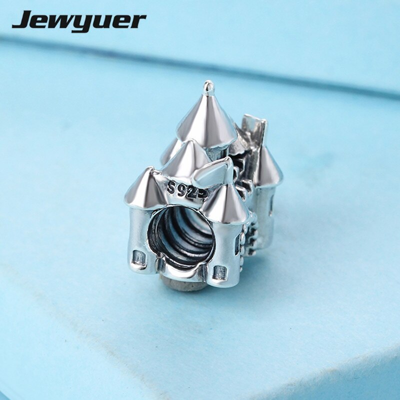 925 sterling zilveren fijne sieraden Kasteel bedels met gouden Kroon fit zilveren kralen armbanden ketting diy maken Memnon GD027