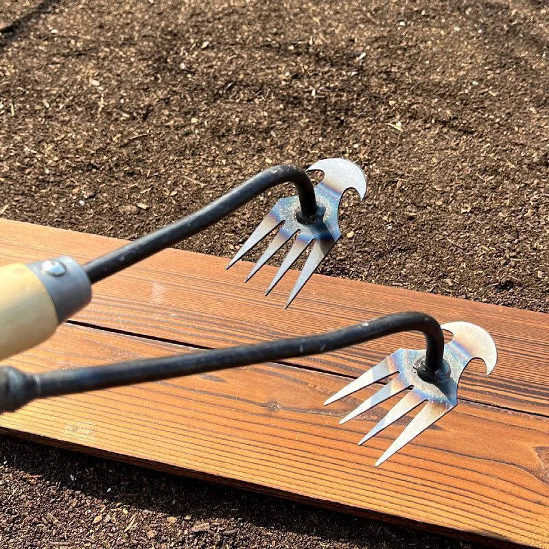 Artefacto de deshierbe de azada, herramientas de desacarramiento y deshierbe, rastrillo de azada de jardinería, herramienta agrícola de acero al manganeso, azada pequeña, aflojar el suelo a
