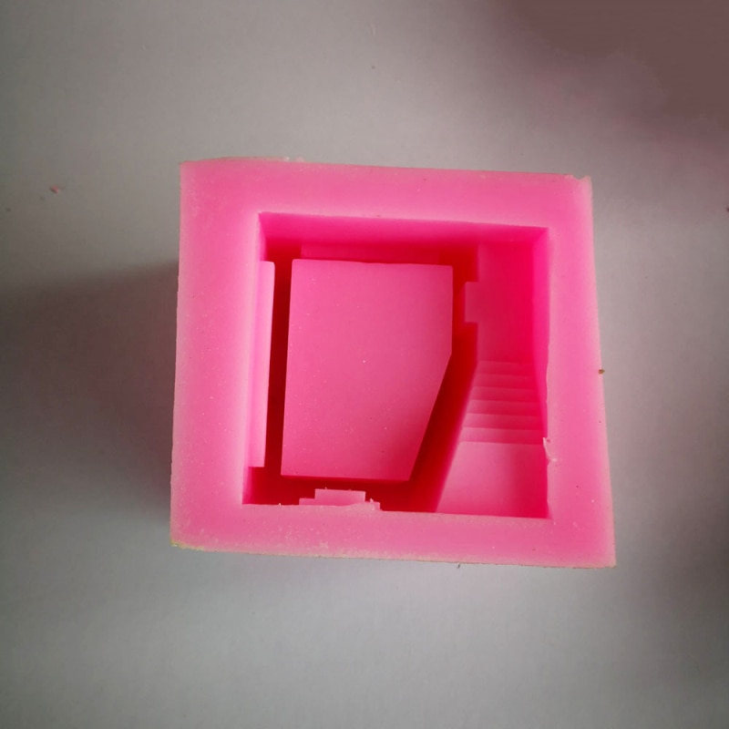 Small House With Stairs Succulents Planter Pot Mold Concrete Plaster Flower Pot Silicone Mould Clay Craft Casting