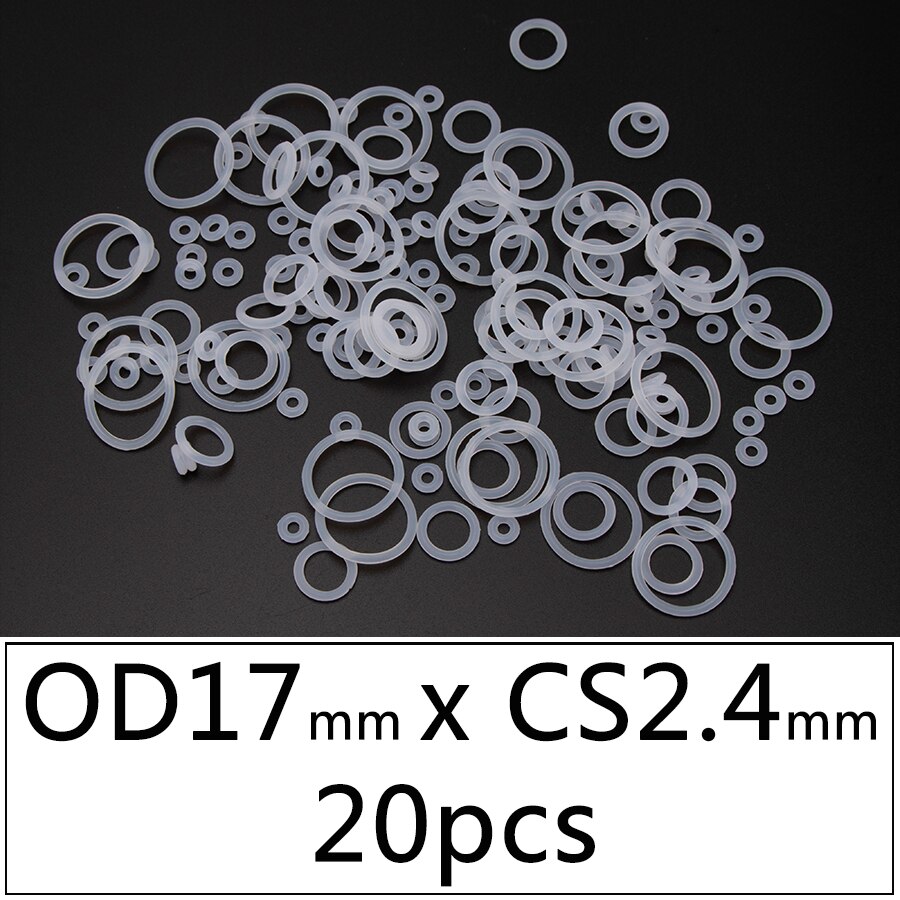 20Pcs Vmq Siliconen Rubber Afdichting O-Ring Vervanging Wit Afdichting O Ringen Pakking Washer Od 6Mm-30Mm Cs 2.4Mm Diy Accessoires S120: OD17mmxCS2.4mm 20pcs