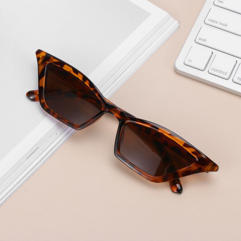 Gafas de sol con forma de ojo de gato para mujer, Estilo Vintage femeninos de anteojos de sol, con montura pequeña, UV400: Leopard grain