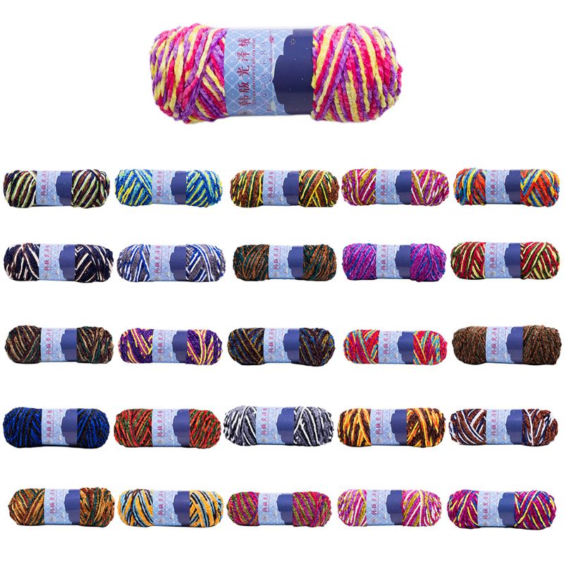 200g kamgarn faux akryl regnbågsfärg glänsande stickat garn tjock virktråd a