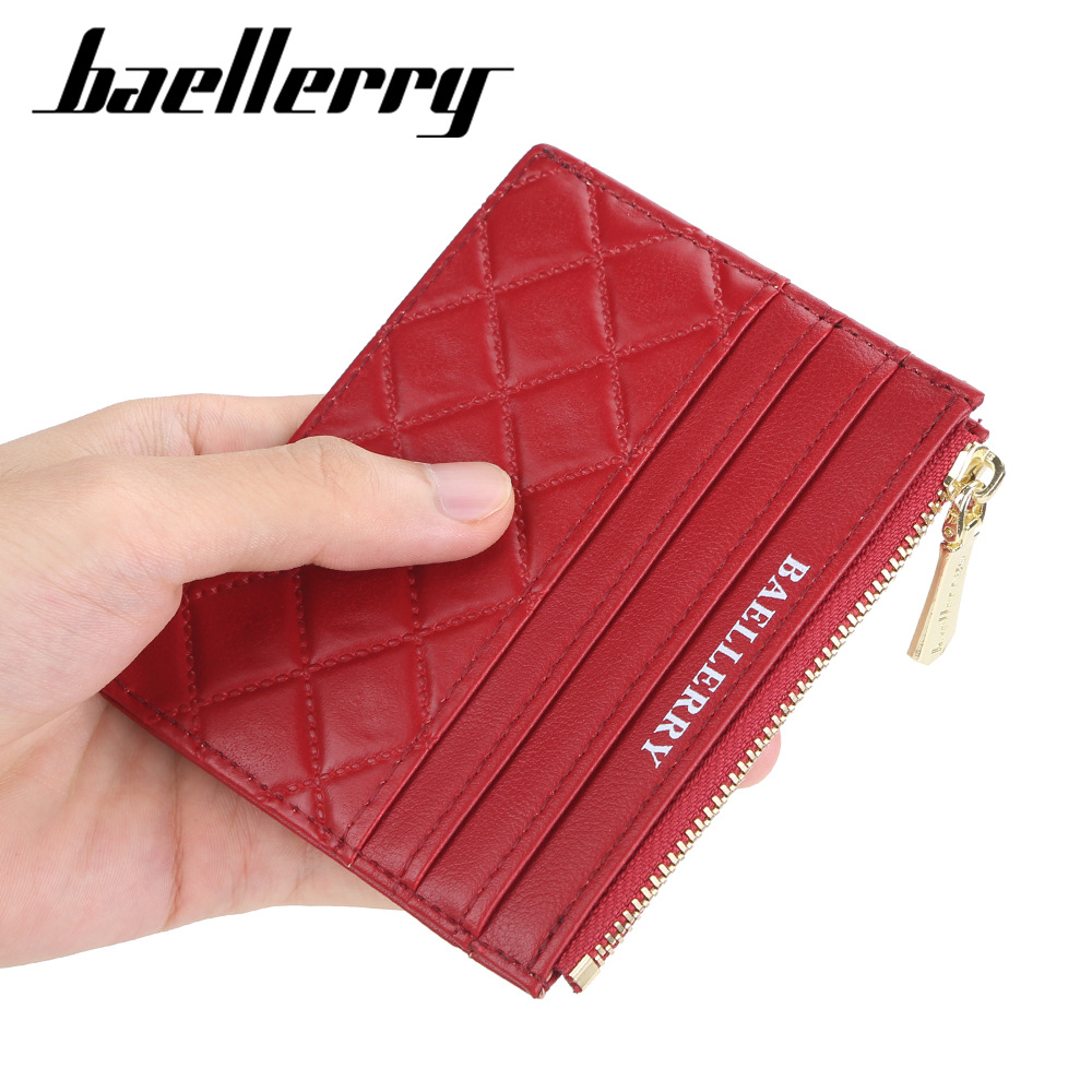 Baellerry Mini Women Wallets Card Wallets Slim Zipper PU Leather Female Purse Card Holder Wallet