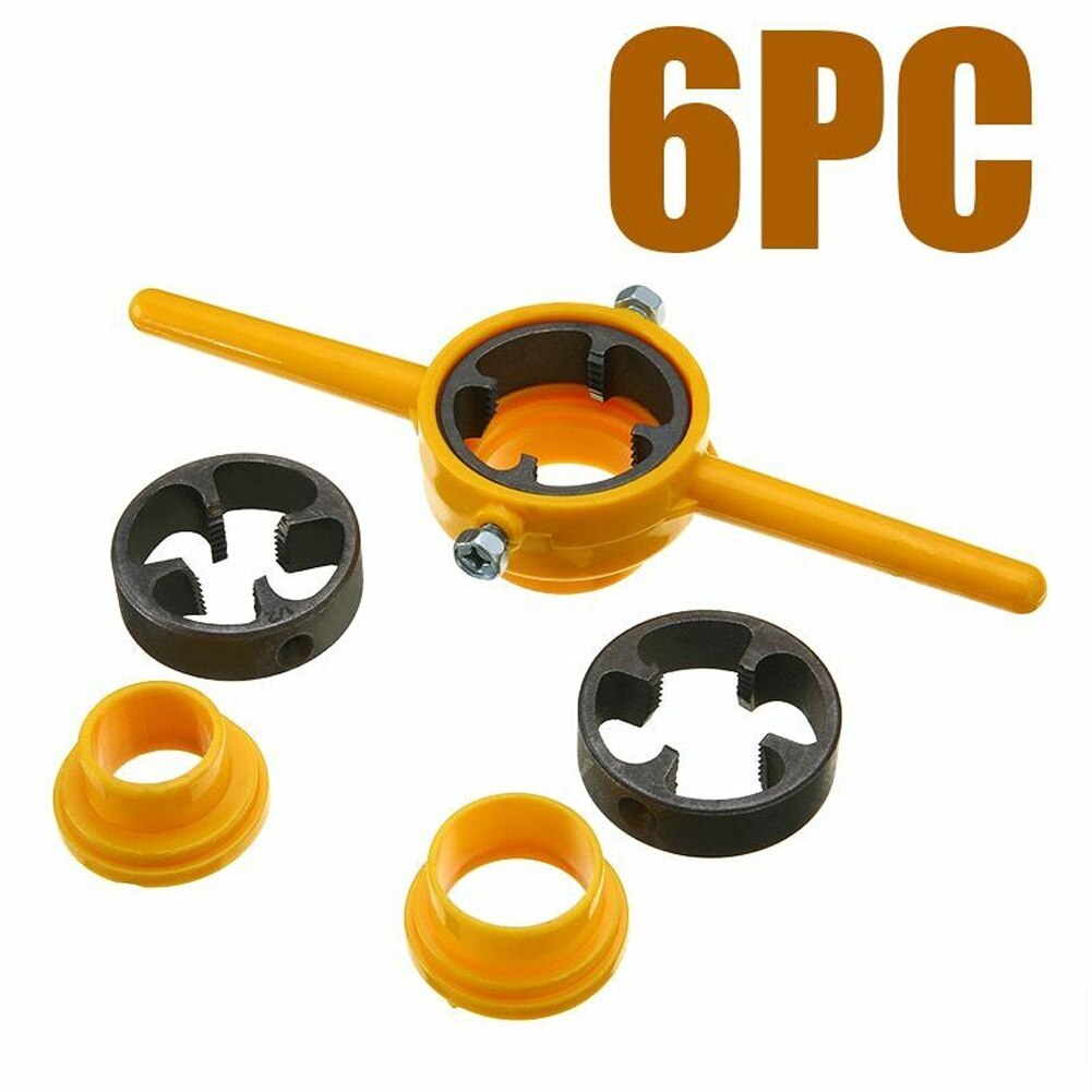 6pcs Manual Pipe Threader Powerful 1/2 3/4 1 Inch Plumbing PVC Thread Tool Maker Screw Die Set Hand Tool Easy Apply