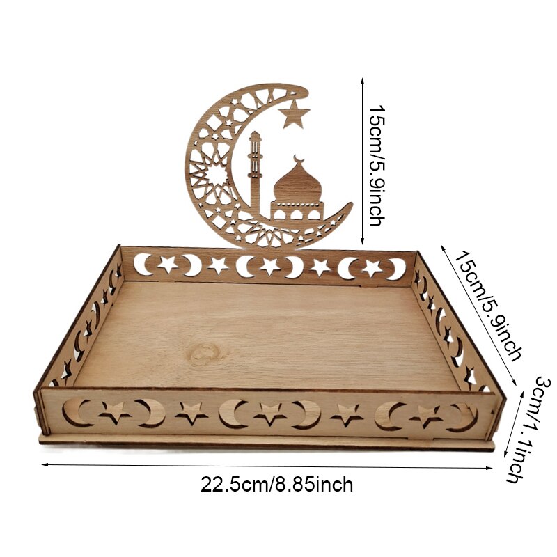 Eid Mubarak Wooden Food Tray Ornament Islamic Muslim Party Decoration For Home 2022 Ramadan Kareem Eid Al Adha Supplies: G