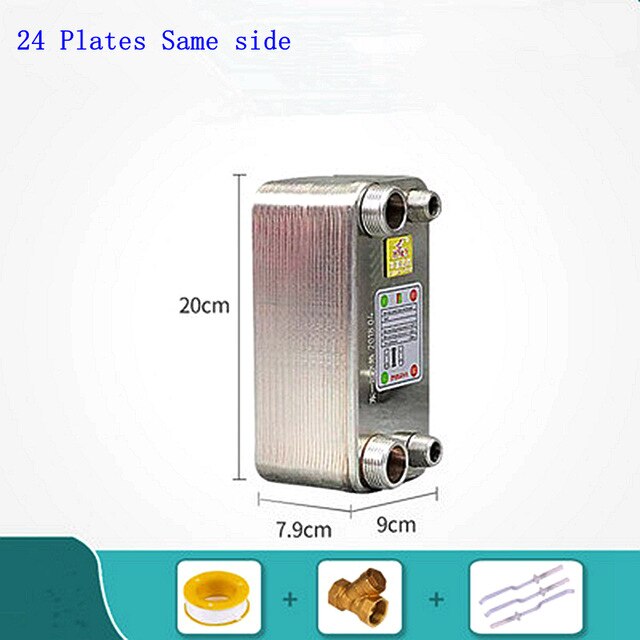 24 Plates stainless steel heat exchanger Brazed plate type water heater SUS304: Same Side